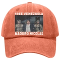 Πορτοκαλί βαμβακερό καπέλο με τύπωμα Free Venezuela και Nicolas Maduro - Πορτοκαλί Κόκκινο (04)