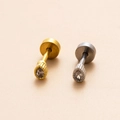 Orecchini 20G in oro e argento a forma di pera con zircone e vite a testa piatta - Stile Pera Argento (10#)