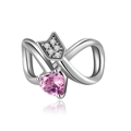 Charm freccia infinito in argento S925 con gemma cuore rosa e zirconi per bracciali - Perlina Nodo Cuore Rosa