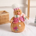 Plüsch-Lebkuchenmann als Koch mit weißem Hut und rosa Paillettenweste Dekoration - Kochmütze Lebkuchen-Schneemann