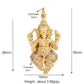 Detailed view of Ganesha pendant with gold plating and cubic zirconia inlay craftsmanship - Ganesha L026368 Gold