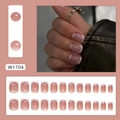 Faux ongles French manucure dégradé rose nude avec paillettes, kit complet 24 pièces - French Tip Scintillant Nude Rose (W1704)