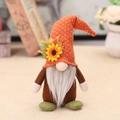 Harvest gnome plush with orange knit hat featuring sunflowers and maple leaves - Style C-Plaid Hat Brown Body