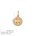14K gold plated stainless steel peace sign pendant with white cubic zirconia, 9x9mm size - Artificial Pearl Embellishment (Peace Sign) / Peace Sign-14k Gold
