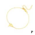 18K gold plated chain bracelet featuring a minimalist hollow letter P pendant with clasp - Letter P