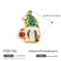 Golden stainless steel gingerbread man charm with colorful enamel and festive glitter - Glitter Pendant Man (PJ92740)