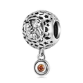 925 silver zodiac charm with star cutouts and orange gemstone for snake chain bracelets - Gemini - Orange Zirconia