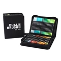 Set of 100 colors dual brush pens for drawing with black portable zipper storage bag - Black Barrel 100 Colors CD Case