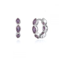 S925 sterling silver huggie earrings with marquise-cut purple stones for women - Purple Zirconia (Platinum Plated)