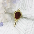Gothic vintage gold hand mirror charm with deep red enamel inlay for jewelry making - 2-Gold Red Mirror