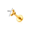 Piercing en titane doré avec trois billes et tige à disque plat de 4 mm - 4mm / Doré
