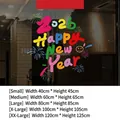 Golden 2026 Happy New Year window decal with fireworks for festive glass decoration - Small / Xnuv-2557