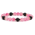 Bracciale di occhio di gatto rosa e pietra lavica con distanziali in oro rosa unisex - 304 Rosa Pesca