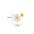 Gold flower cartilage stud with rainbow stones and screw back, size 0.79x0.75cm - 8# Gold