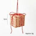 Christmas gift box ornament with Merry Christmas print and hanging rope, 6cm size - English Lettering / 6g