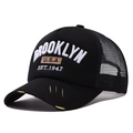 Cappello trucker Brooklyn nero con retro in rete e dettagli gialli usurati sulla visiera - Regolabile / Nero