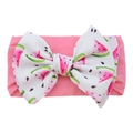 Pink nylon baby headband with a large watermelon print bow in soft waffle fabric - #12 Watermelon