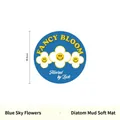 Tappetino da cucina in farina fossile blu 19,5cm con motivo a fiori bianchi - Rotondo 19.5cm / Fiori del Cielo Blu