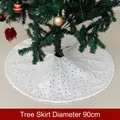 White 90cm Christmas tree skirt with elegant gold and black star patterns - Diameter 90CM / White Gold Dandelion