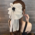 Pinza para el pelo de encaje con mariposa y pedrería para peinados de estilo coreano - Blanco Grande