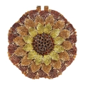Luxury sunflower evening clutch bag featuring vibrant red and yellow crystals - Gold Coffee Multicolor