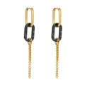 French style black marble resin and gold U-shape chain dangle earrings for women - Gold Black