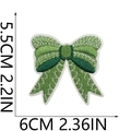 Green fairy bow embroidery patch dimensions 5.5cm by 6cm for bags and hats decoration - Emerald Bow