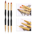 Set di 3 pennelli per nail art a doppia punta in nero e oro con punte varie - Set di 3 Penne per Pittura a Doppia Punta Oro (Manico Nero)