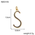 Detail of gold letter S pendant with dimensions 1.5cm by 0.8cm and 0.7g weight - Letter S-Black