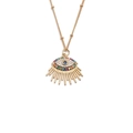 Vergoldete Halskette mit Evil-Eye-Anhänger, bunten Zirkoniasteinen und Goldquasten - Böser Blick mit Quasten