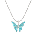 Barbie core butterfly necklace featuring blue enamel wings on a silver snake chain - Silver Blue