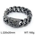 Herren Totenkopf Panzerarmband in mattem Schwarz, Maße 220x20mm und 160g schwer - Gunmetal / 22cm