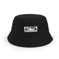 Detail of black cotton sun hat featuring a patch with eyes and I'M WATCHING YOU text - Black / Kids (50-52cm)