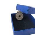 Llavero de disco de pesas plateado con lema NO PAIN NO GAIN en caja de regalo azul - Disco de Pesas Color Acero / Solo Colgante (Sin Cadena)