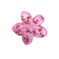 Pink translucent frangipani flower hair claw clip with cherry patterns for women - UV Print Plumeria [Rose Fruit]