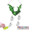 DIY Halloween luminous diamond painting kit with green bat skull and hanging ghosts - Luminous Combo Sign 2