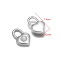 Silver heart lock pendants with pearl inlay, size 19mm by 12mm for DIY jewelry - 19*12mm Heart Lock with Pearl (Steel)