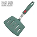 Dark green silicone slotted turner with stainless steel handle, 27.5cm x 15.5cm, 164.8g - Square Slotted Turner