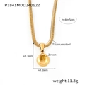 Titanium steel 18k gold snake chain necklace with yellow zircon pendant - Gold September Yellow Zirconia (P1841)
