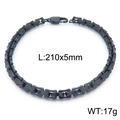 Pulsera de cadena de bambú para hombre de 5mm en acero inoxidable negro con cierre de langosta - Pulsera (KB163113-KFC) / Negro (Pulsera)