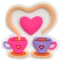 Cartoon style shoe charms set featuring pink and purple tea cups with a pink heart design - 19
