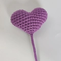 Handmade crochet heart in purple yarn on long stem, cute knitted gift accessory - Purple
