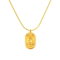 Golden stainless steel necklace with Pisces oval pendant and white zircon inlay - Pisces (SP600G-12)
