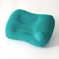 Inflatable U-shaped travel neck pillow in teal flocking with push-button air valve - Flocking/Velvet / Square Pillow / Malachite green