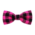Pink and black plaid pet bowtie accessory with elegant fabric texture and durable design - Pink and Black Plaid