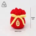 Miniature handmade crochet lucky red bag doll with gold pendant and yellow bow decoration - Blessing Bag