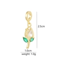 18k gold rose pendant with teardrop zircon and green stones, size 2.5x1.0cm - D9027JB Flower