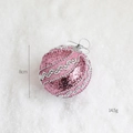 Pink Christmas foam ball with sequins and silver beads, 8cm diameter, festive tree decor - Pink Textured Ball
