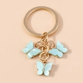 Sweet light blue acrylic butterfly keychain with glitter finish and gold keyring - Light Blue (YZ172qianlan)