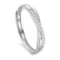 Silver S925 Mobius ring with sparkling rows of diamonds in a twisted design - Adjustable Open / Women's Ring (FDJZ-308) / Silver